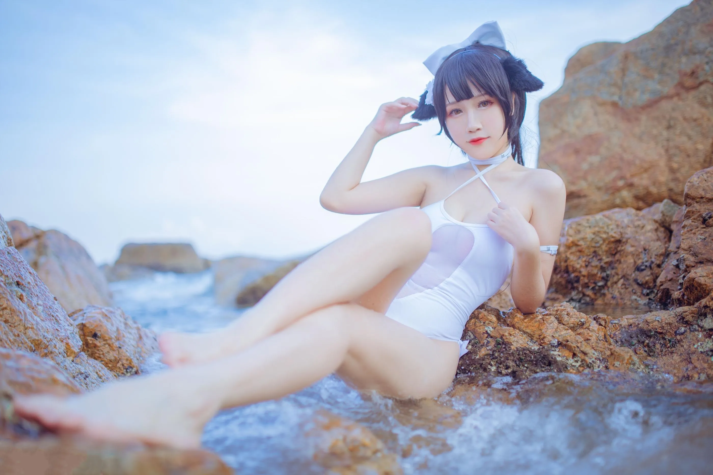 抖娘-利世 – NO.18 獒犬海边泳装 [41P]插图3